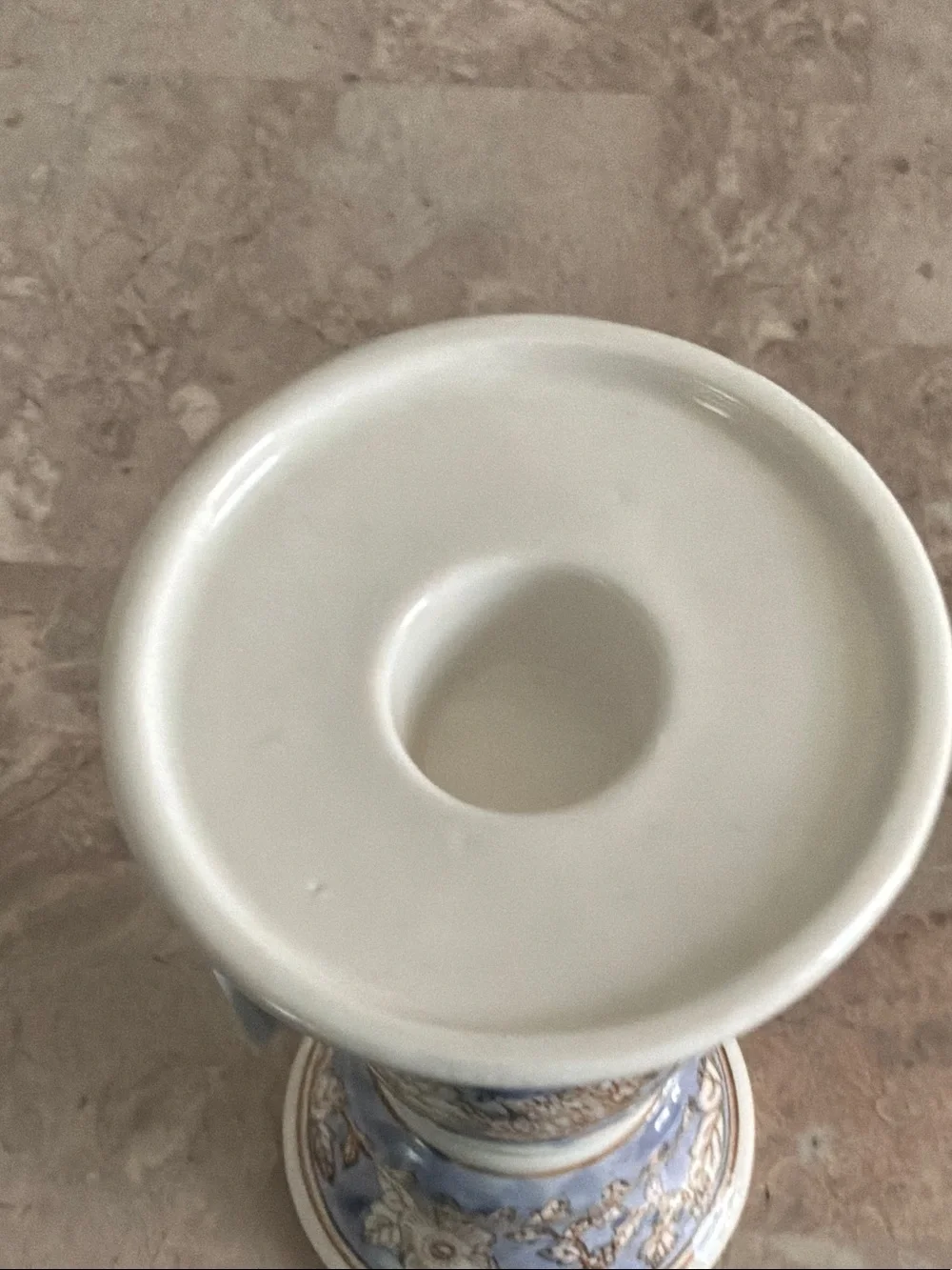 Mikasa Lavender Blue and Cream Floral Ceramic Candle Holder